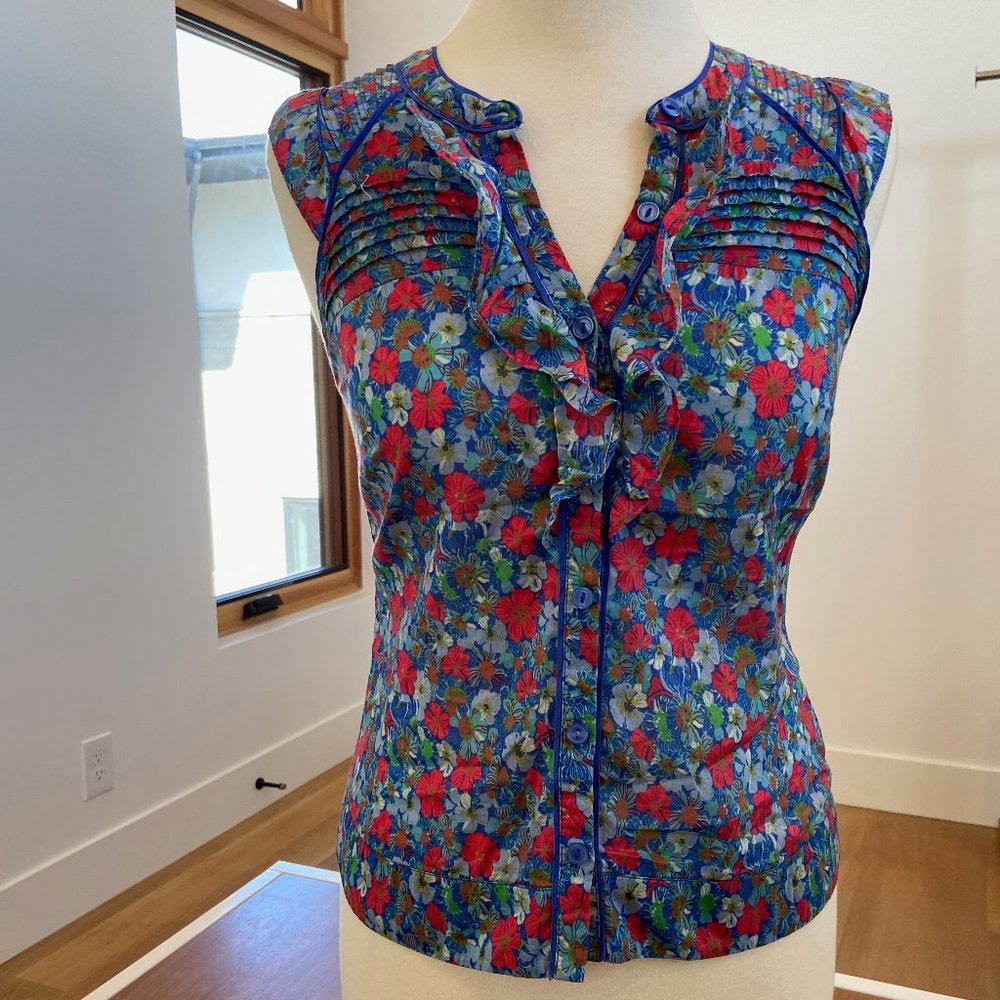 Anthropologie Edme & Esyllte Floral Ruffle Top, 0